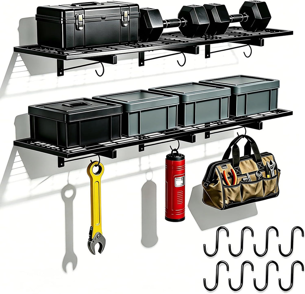 2-Pack Garage Wall Shelving, 46" × 12" Wall Mounted Floating Shelf,...
