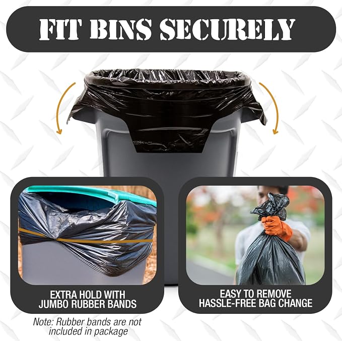 95-96 Gallon Extra-Large Black Garbage Can Liners, Heavy-Duty Trash Bags - Image 5