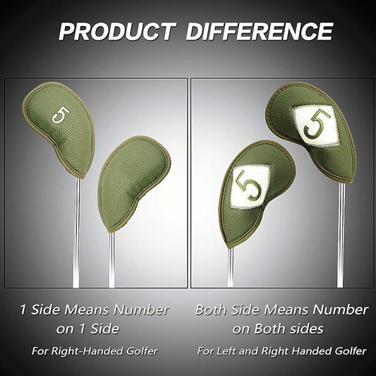 FINGER TEN Premium Synthetic Leather Stylish Iron & Wedge Golf Head Covers - Image 2