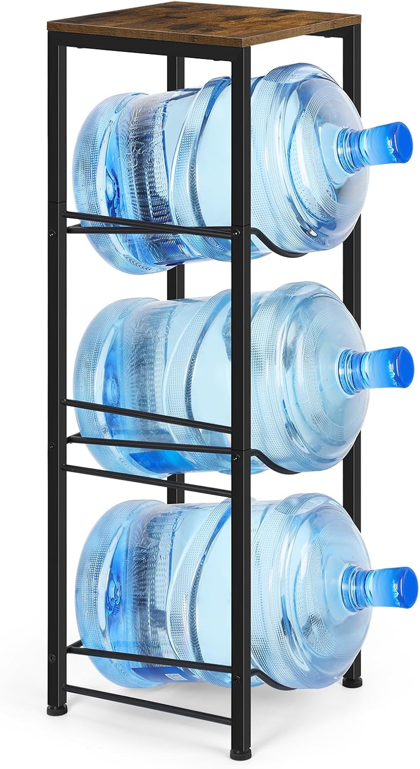 MOOACE 5 Gallon Water Jug Holder, 3 Tier Water Bottle Holder with Storage She...