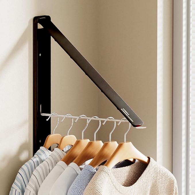 Clothes Drying Rack, Laundry Room Wall Mounted Retractable Clothes Hanger by Unknown