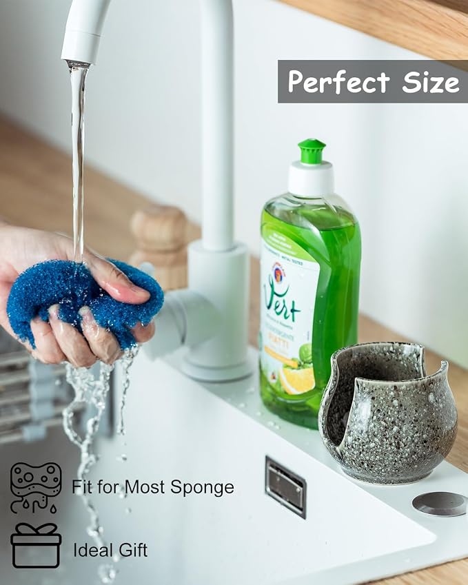 Ceramic Sponge Holder, Kitchen Sponge Holder Sink Caddy Organizer Dish Rack - Image 5