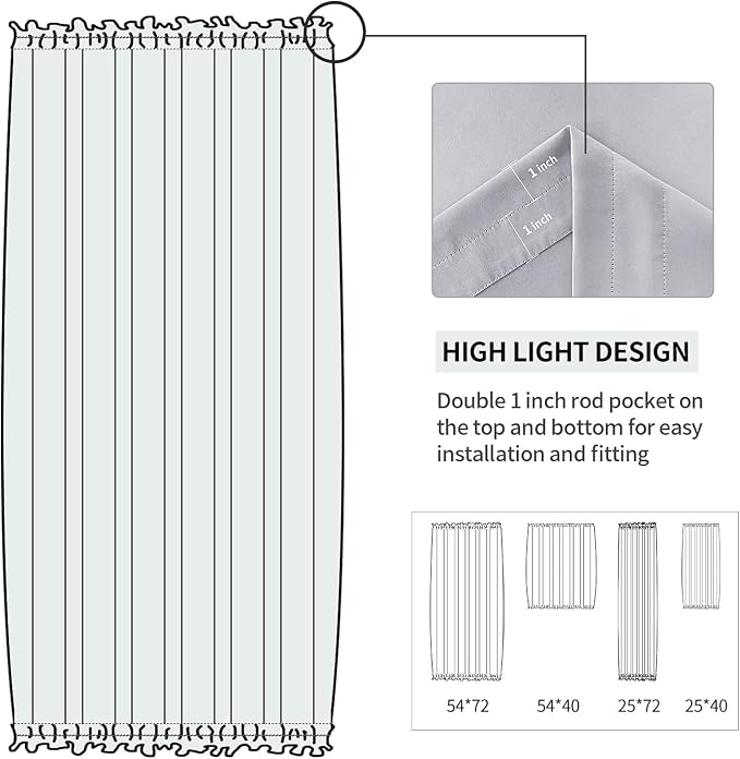 DWCN French Door Curtains – Rod Pocket Thermal Blackout Curtain - Image 3