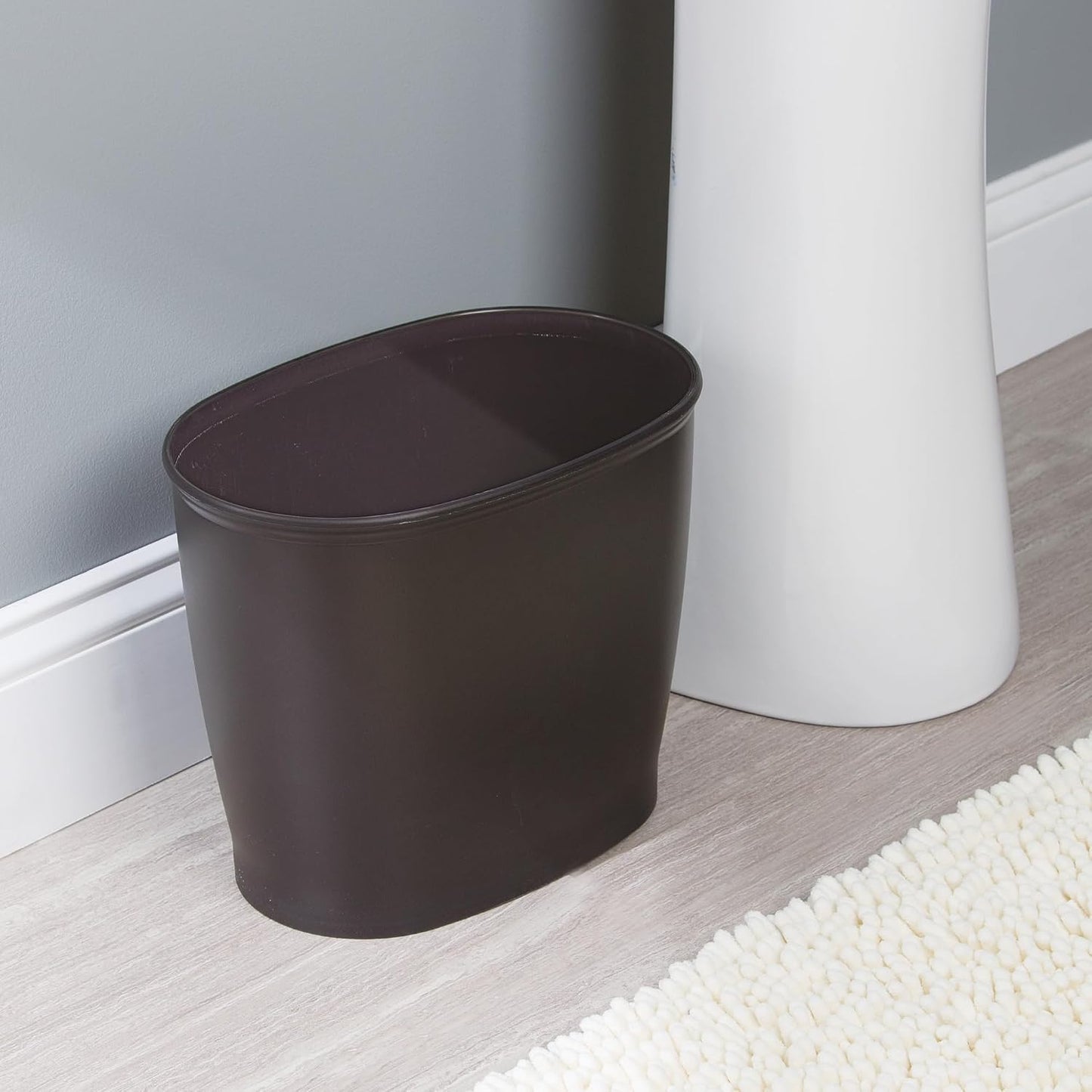 iDesign Slim Plastic Bathroom Trash Can, 2-Pack, Bronze | Small Garbage Bin, For Bedroom, Office, Desk, Dorm
