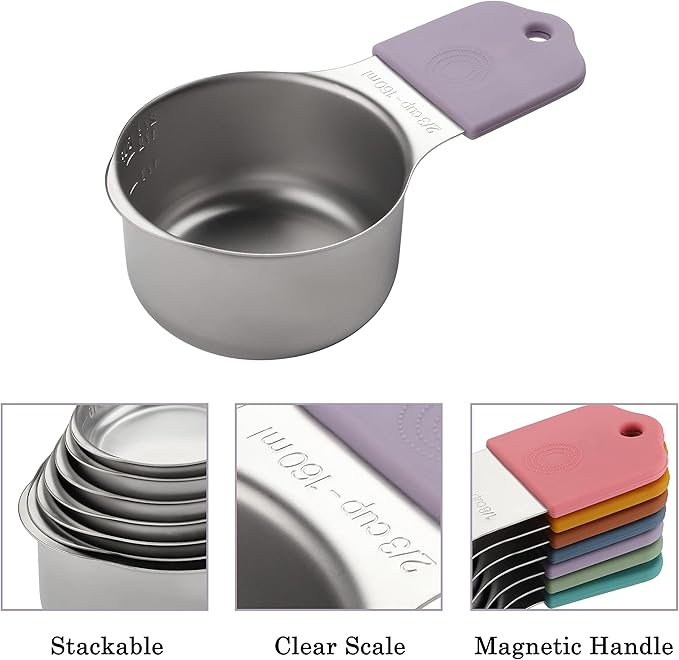 Magnetic Measuring Cups Set of 7 Stainless Steel Heavy Duty Measuring Cups - Image 3