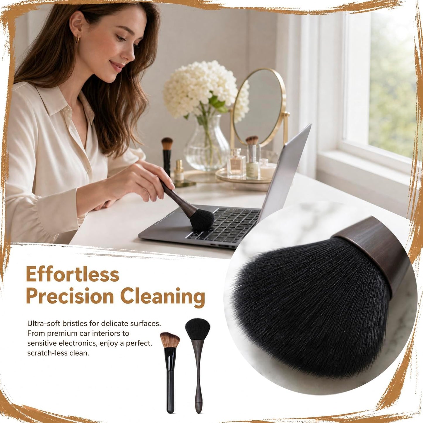 2 Pcs Exquisite Dusting Brush, Small Detailing Brushes, Soft Microfiber Brush for Models, Craf, Collectibles,Computers, Digital Devices, Car Interior, Musical Instruments,Craft, Artwork