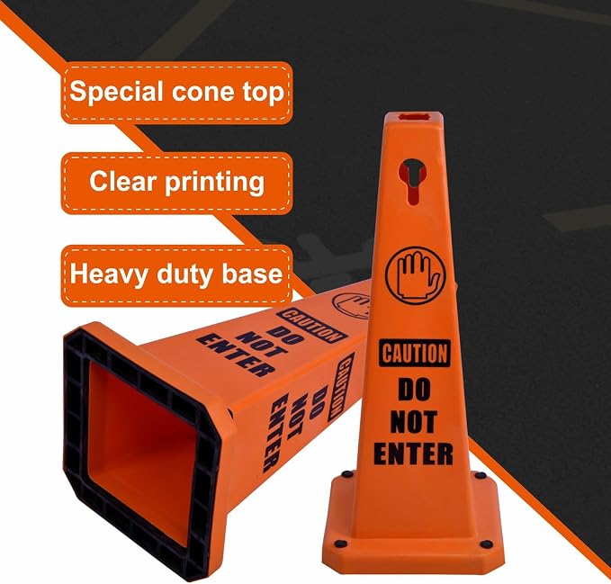 8-Pack 26.5" Caution Cones, 4-Sided Visible Safety Signs - Image 3