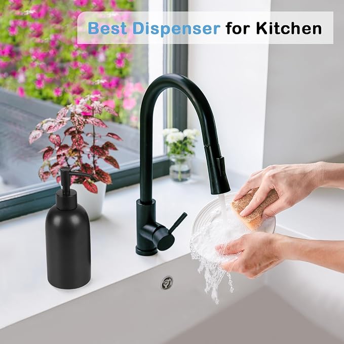 Natheeph 14OZ Ceramic Soap Dispenser Ceramic Soap Pump Dispenser Can Fill Liquid - Image 4