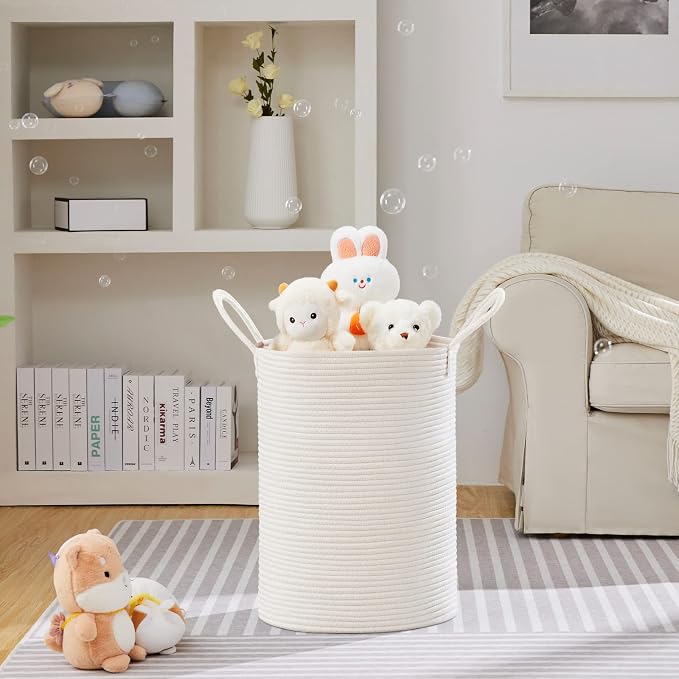 VIPOSCO Large Laundry Hamper, Tall Woven Rope Storage Basket - Image 2
