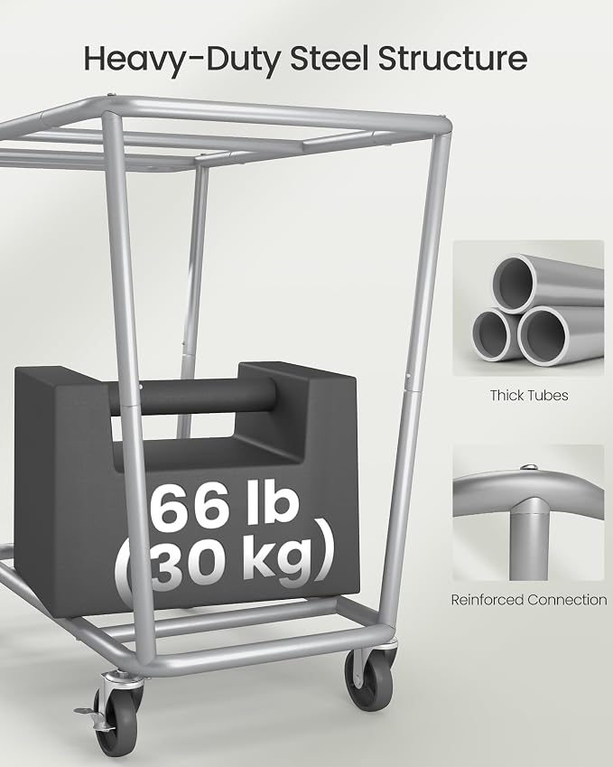 SONGMICS Laundry Basket with Wheels, 50.2 Gallons, 2-Section Rolling Laundry - Image 4