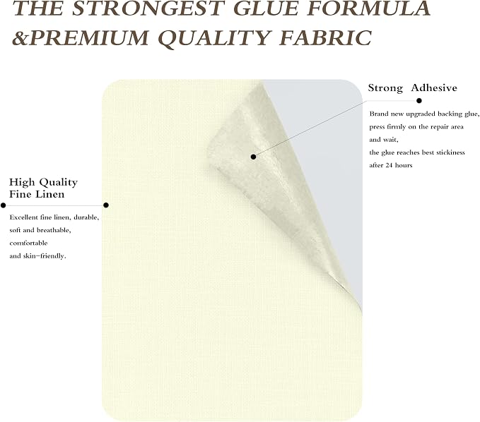 Fine Linen Repair Patches, Self-Adhesive Linen Fabric Patches, 8X11 inch Extra - Image 2