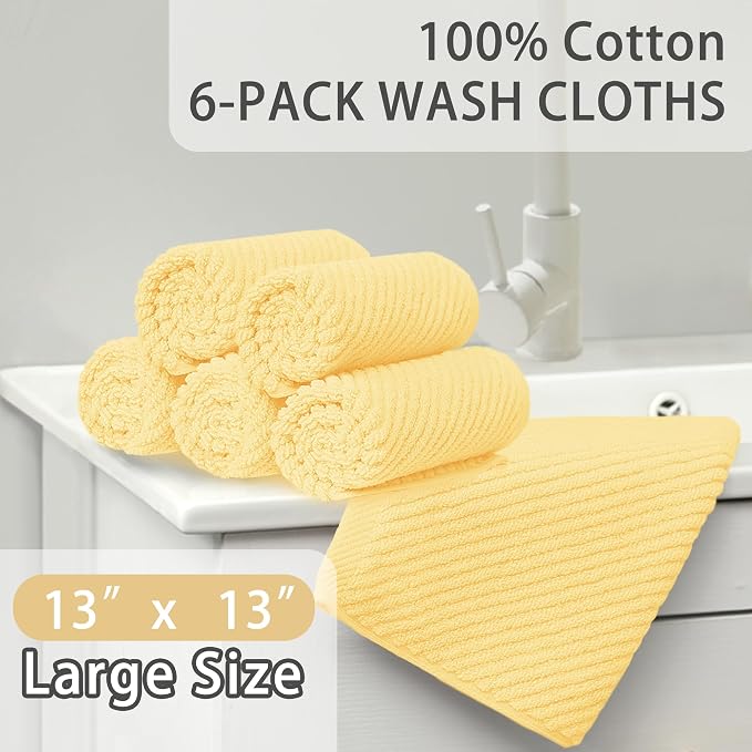VOOVA & MOVAS Washcloths 6 Pack, Fluffy Hand Towels, Hotel Wash Cloths - Image 3