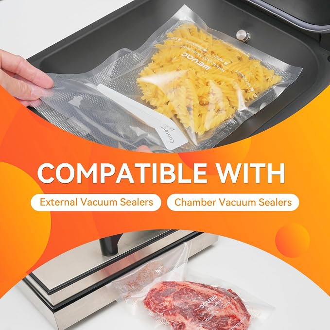 Wevac 6” x 10” 200 Count Food Vacuum Sealer Bags Keeper, PreCut Pint, BPA Free - Image 8
