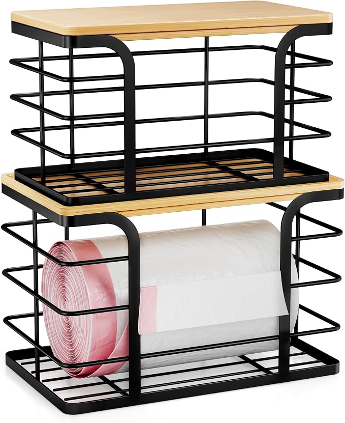 2 Pack Stackable Storage for Kitchen Laundry Pantry Organizers, Trash Bag Holder by Stylstoreazy