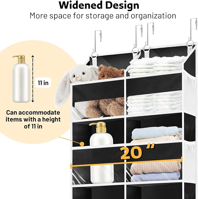 Over the Door Organizer 5 Tiers, Extra Large Behind Door Storage of 10 - Image 3