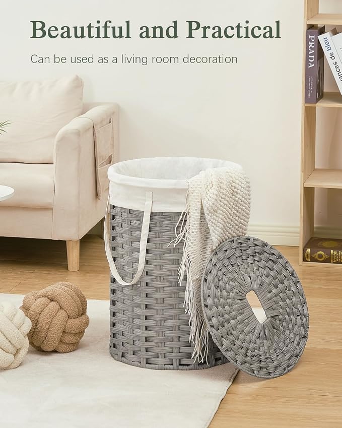 Laundry Hamper with Lid Laundry Basket with Lid 19.0 Gal Round Laundry Basket - Image 7