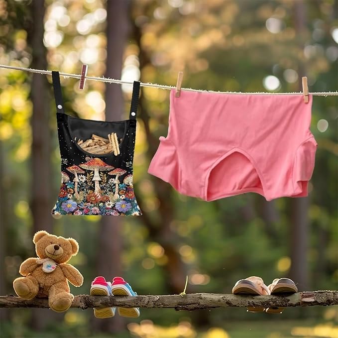 Mushroom Clothespin Storage Hanger Bags Laundry Clothespin Bag, Clothespin Bag - Image 4