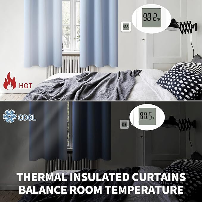 BGment Baby Blue Room Darkening Curtains 63 Inches Long - Image 3