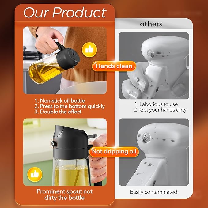 YARRAMATE 2Pcs 16oz/470ml 2 in 1 Oil Sprayer - Image 6