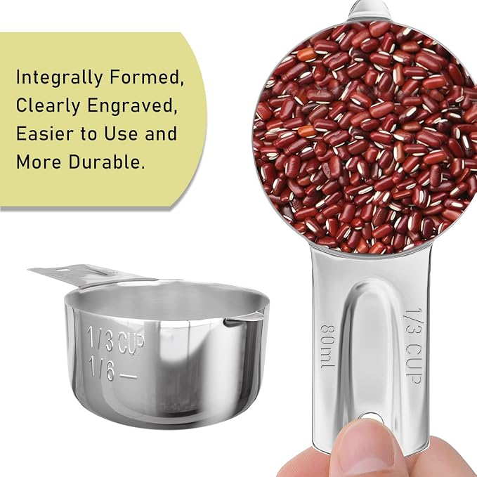 1PCS 1/3Cup Single Measuring Cup, Stainless Steel Measure Scoop, Metric and US - Image 3