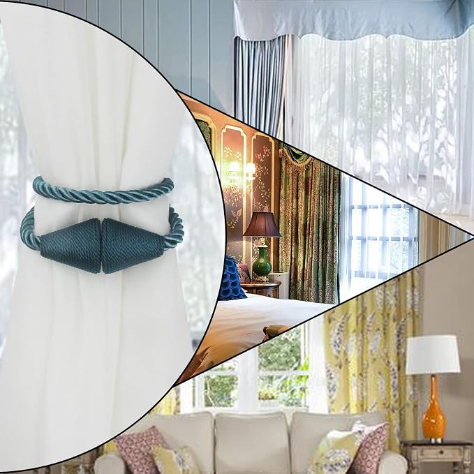 2 Pack Magnetic Curtain Tiebacks Rope Modern Handmade Curtain Tie Backs - Image 6