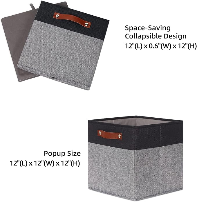 HNZIGE Cube Storage Baskets, Fabric Storage Cubes 12 x 12, Decorative Storage - Image 2