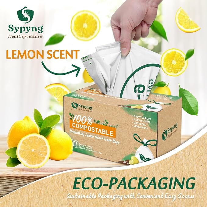 Compostable Trash Bags 6-8 Gallon – Heavy Duty, 1.1 Mil Thick, 100% - Image 2