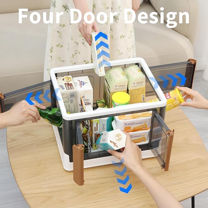 HAIXIN Closet Organizers and Storage, 4 Doors Opening Stackable Storage Box - Image 2