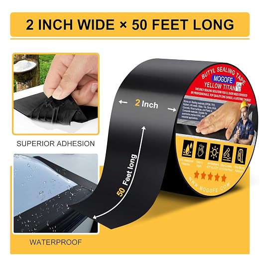RV Roof Sealant Tape Black, 2 Inch x 50 Feet RV Repair Roof Sealer Seal Tape - Image 2