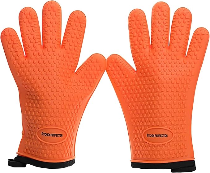 KITCHEN PERFECTION S Silicone Smoker Oven Gloves -Extreme Heat Resistant BBQ by Kitchenperfection