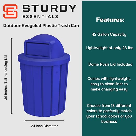 42 Gallon Slatted Circle 100% Recycled Plastic Commercial Outdoor and Indoor - Image 2