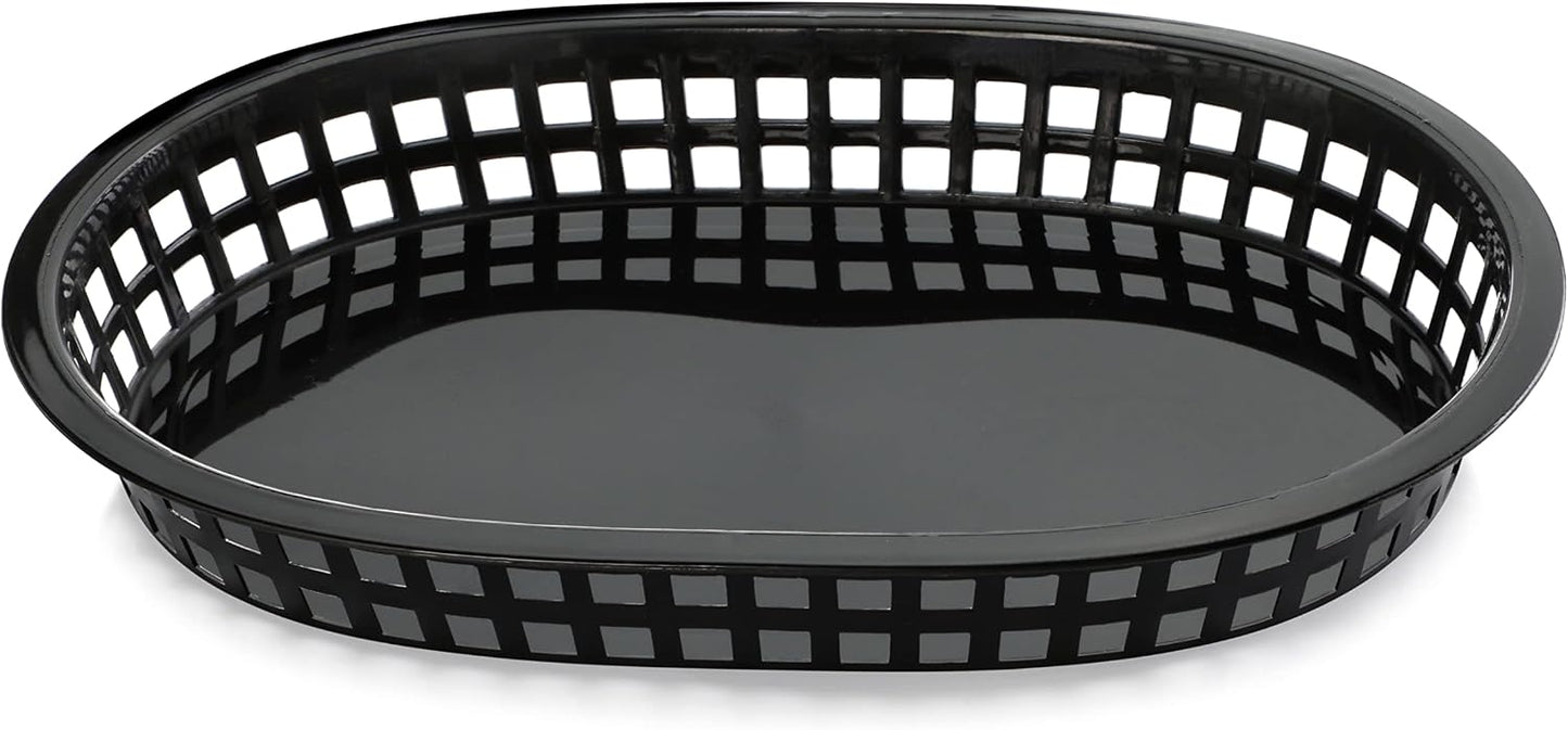New Star Foodservice Fast Food Baskets, 10.5 x 7 Inch, Set of 12, Black