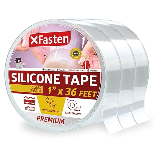 XFasten Self Fusing Silicone Tape Waterproof Clear – 1" x 36 Feet, Self by XFasten