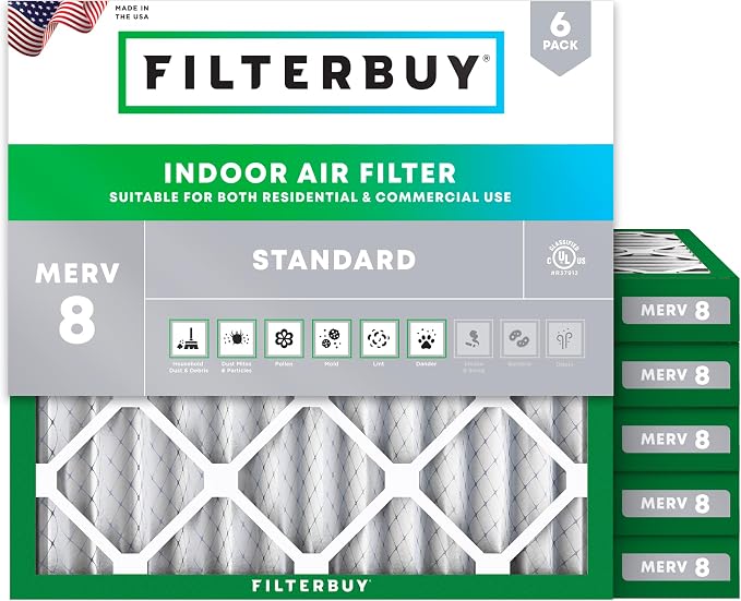 Filterbuy 10x10x2 Air Filter MERV 8 Dust Defense Replacement, Electrostatic by Filterbuy
