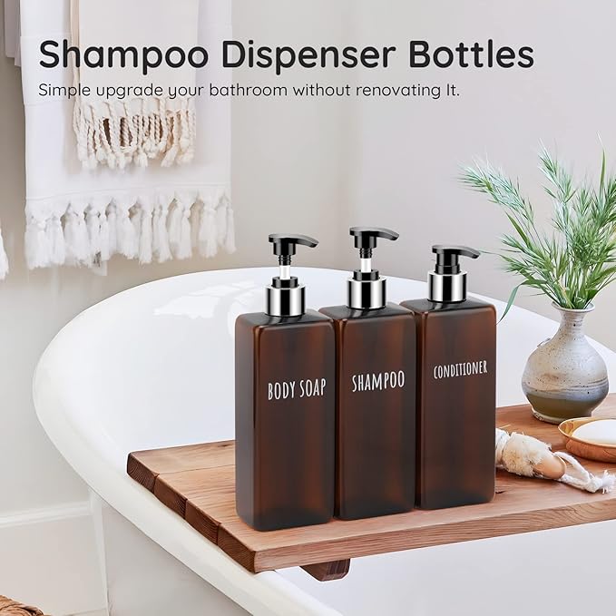 Segbeauty Shampoo and Conditioner Dispenser, 3 Packs 16.9oz Refillable Bathroom - Image 7