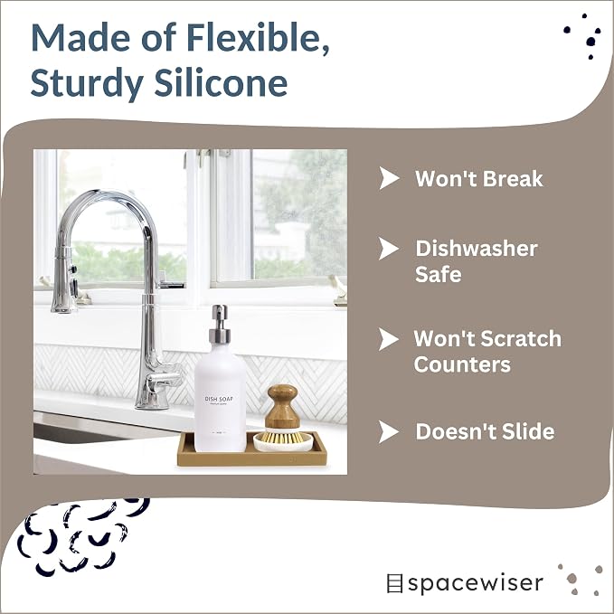 Countertop and Vanity Tray – Small 7.7" Silicone Soap Dispenser Trays, Flexible - Image 4