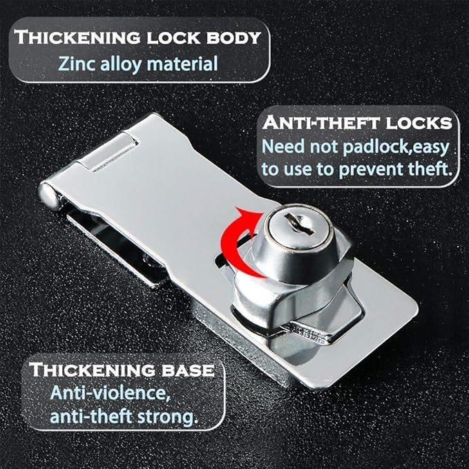 Alise Keyed Hasp Lock, 3 Inch Safety Packlock Clasp Hasp Lock Latch - Image 9