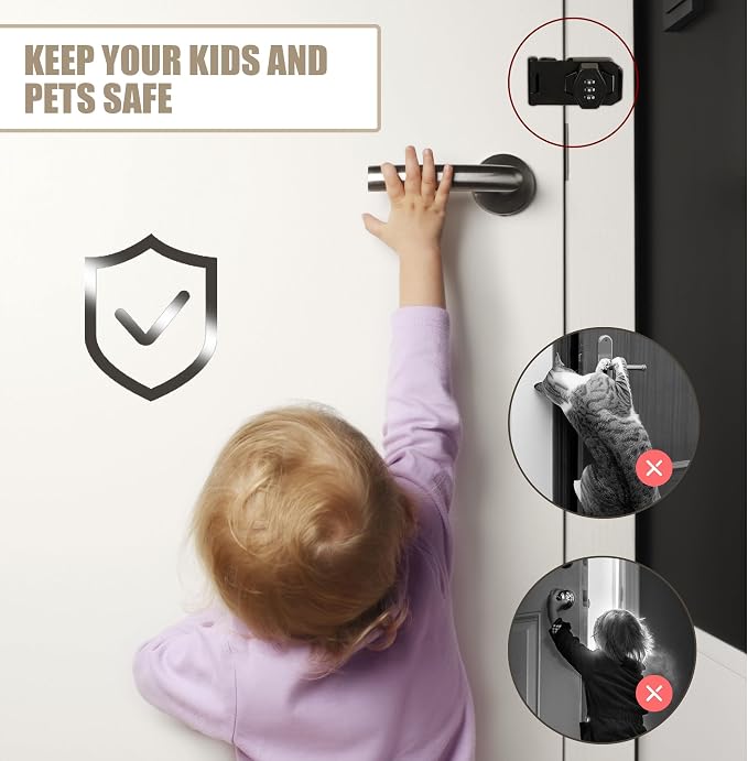 Password Rotary Hasp Locks, Digit Combination Lock Door Security Slide Latch - Image 5
