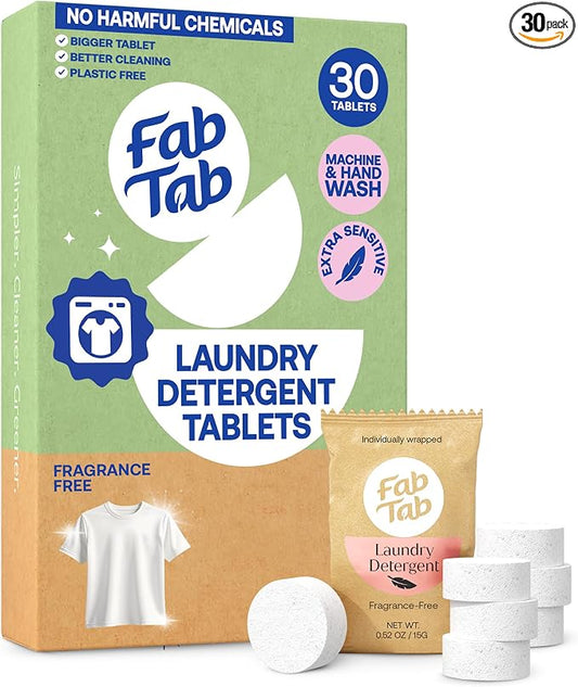 Fab Tab Laundry Detergent Tablets, Plant-Based Formula, Removes Tough Stains by FabTab