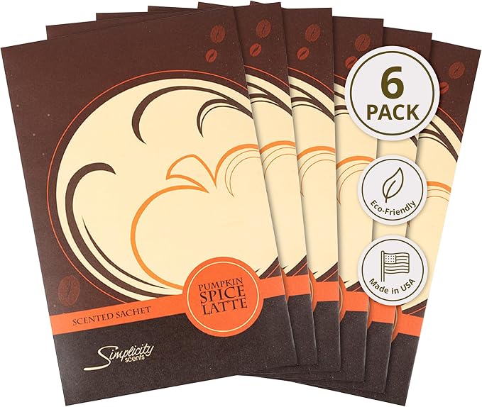 Pumpkin Spice Latte Scented Sachets Pack of 6, Fall & Winter by FloralSimplicity