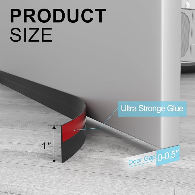 Heavy-Duty 20 ft x 1 in Weather Stripping, Door Draft Stopper Silicone Seal - Image 2