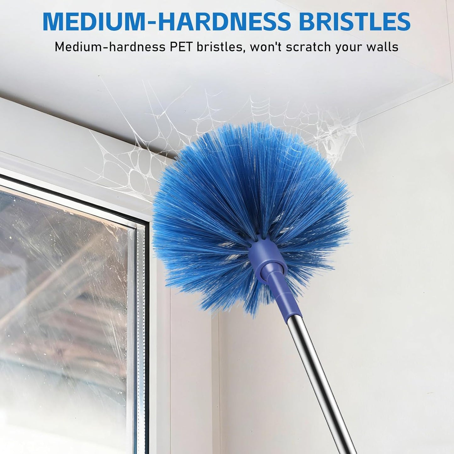 SetSail Cobweb Duster with Extension Pole, Retractable Dusters for Cobweb Cleaning 81-inch Long Handle Ceiling Fan Spider Web Brush for Outdoor Indoor High Ceilings