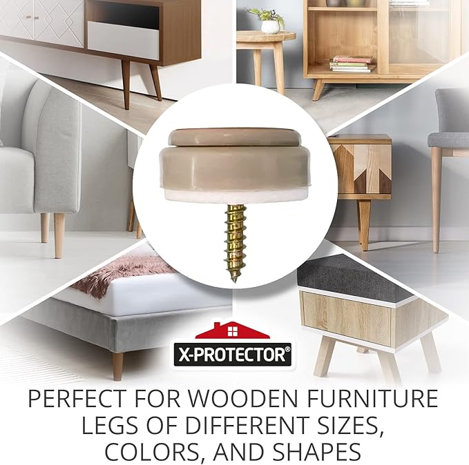 Chair Glides X-PROTECTOR – 16 PCS 1" Furniture Glides – Screw-On Chair Sliders - Image 2