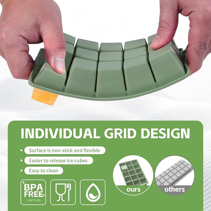 Silicone Ice Cube Tray, 2 Pack Easy-Release Stackable Ice Trays - Image 3