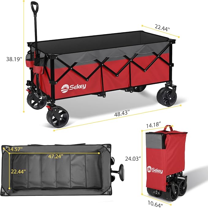Sekey 48''L Collapsible Foldable Extended Wagon - Image 7
