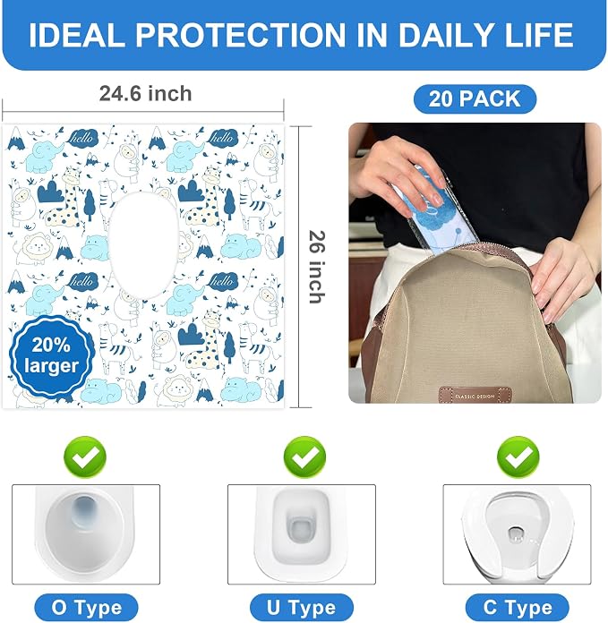 20 PCS Disposable Toilet Seat Covers, Extra Large Portable Potty Seat Covers - Image 3