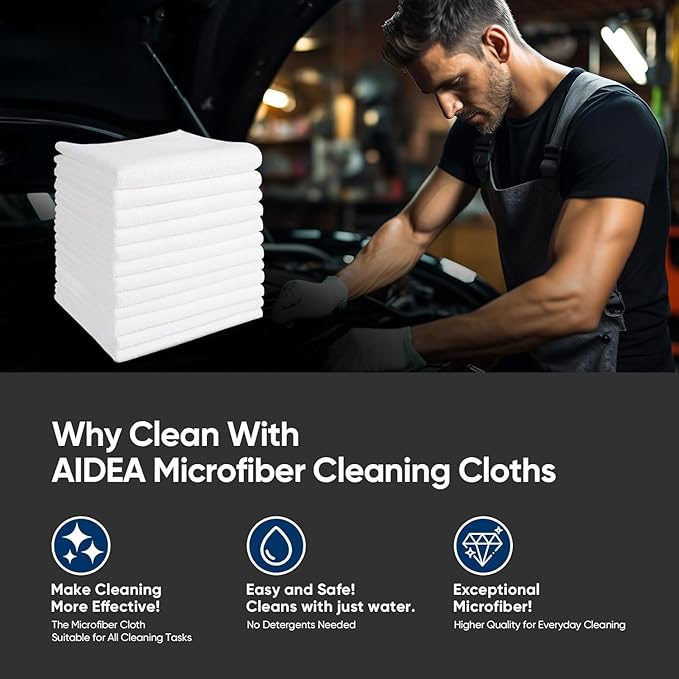 AIDEA Microfiber Cleaning Cloth White-100PK, Absorbent Cleaning Rags, - Image 4