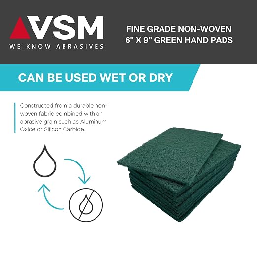 VSM 10-Pack: 6" x 9", Non-Woven Hand Pad, Aluminum Oxide Grains, Rust and - Image 7