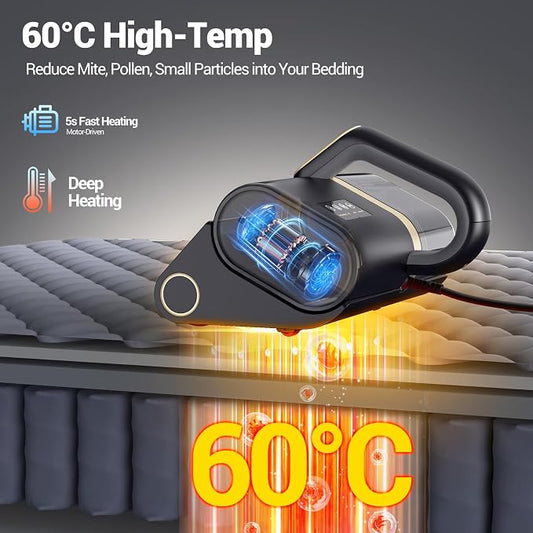 Bed Vacuum Cleaner, 16Kpa Suction 500W Powerful Double Cup Mattress Cleaner - Image 2