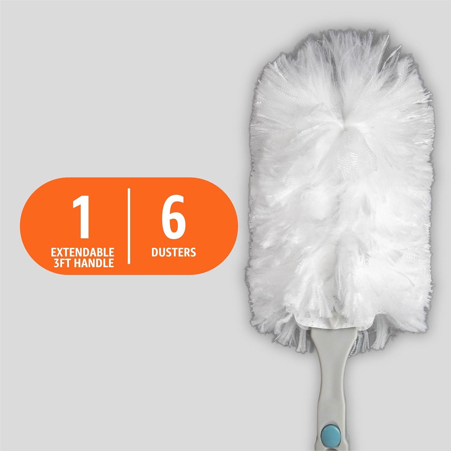 Amazon Basics 360° Heavy Duty Duster Kit with Extendable Handle and 6 Microfiber Plumes Refills for Pet Hair